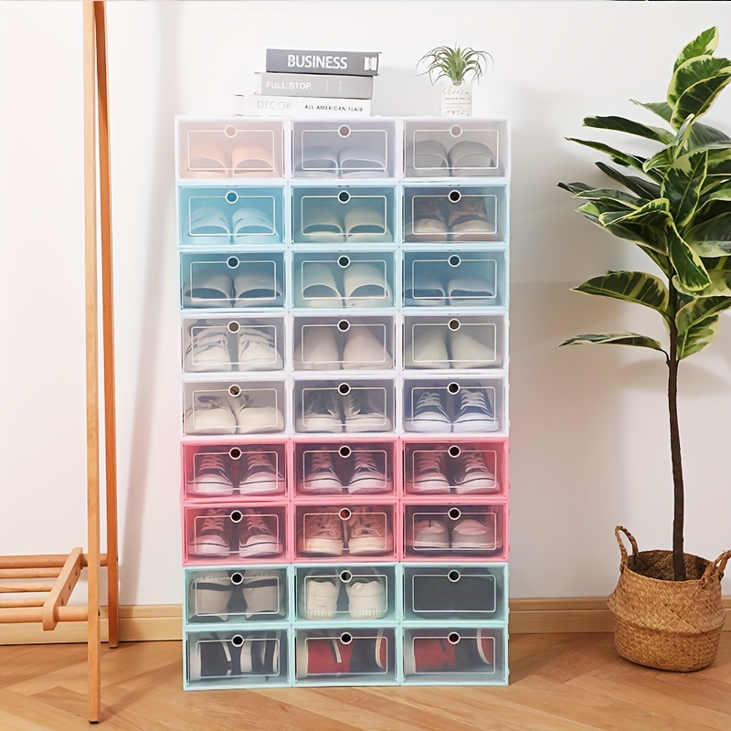 

durable Design" Stackable Transparent Shoe Storage Box - Thick, Dustproof Plastic Organizer With Flip-top Lid For Home Use
