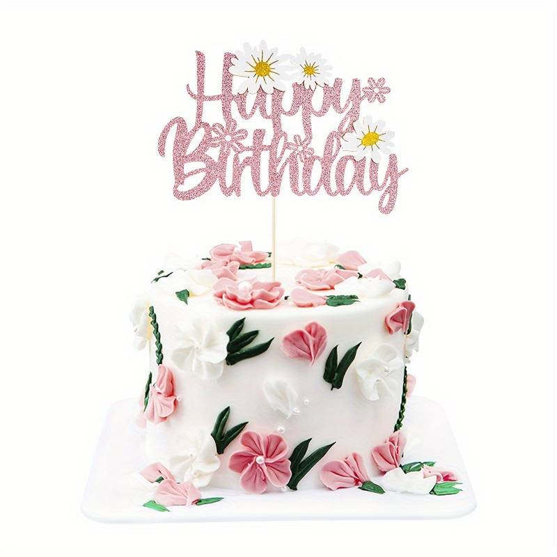 Bougie Anniversaire Chiffre Marguerite - Numéro Rose Avec Fleurs, 6x3.5cm - Pour Gâteau, Baby Shower, Fête Fille