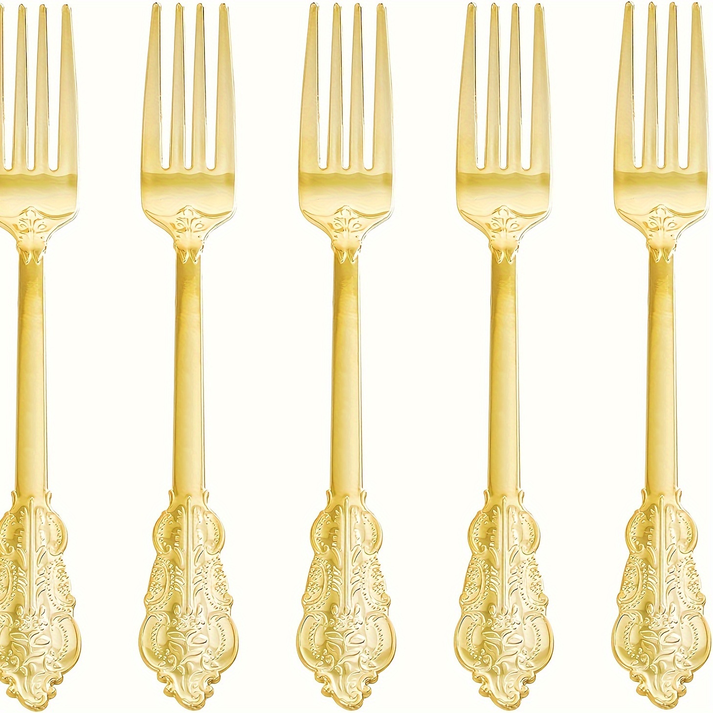 

300 Pieces Gold Plastic Forks- Heavy Duty Plastic Forks-7.4inch Gold Cutlery -gold Plastic Utensils Set - Perfect For Halloween/thanksgiving/christmas Hand Washable And Reusable