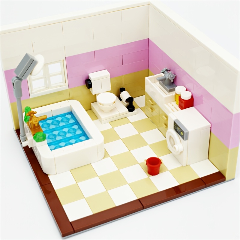 City Series Bathroom Toy Set with Interlocking Building Blocks