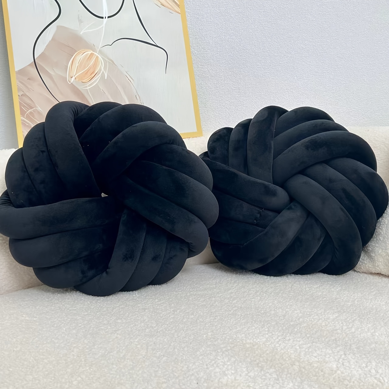 2pcs Decorative Pillows Throw Knot Pillow For Couch Bedroom Soft Plush Sofa Pillow Ball Handmade Chair Cushion For Living Room Car Decorations