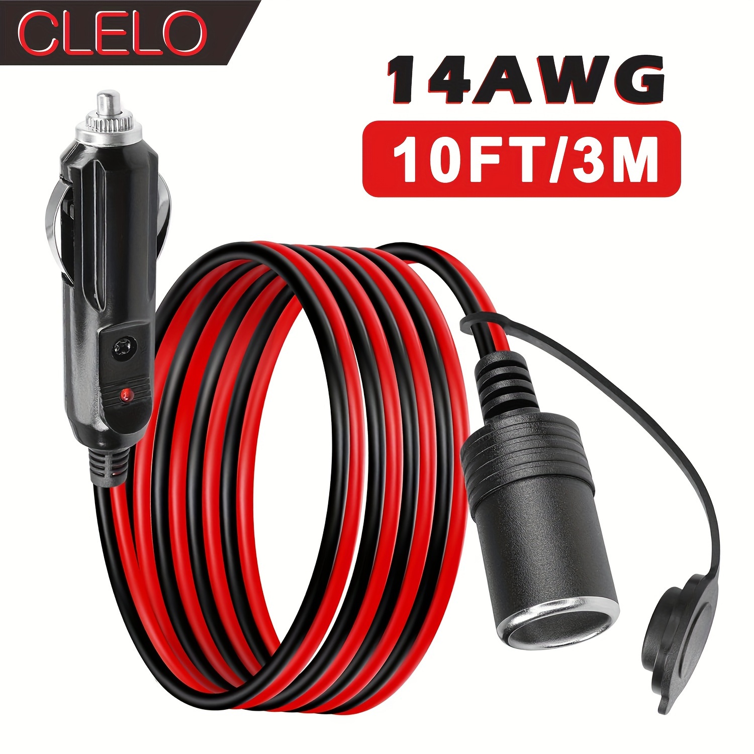 car cigarette lighter plug extension cable * Car Plug Extension Cable, 12/24V 14AWG Heavy Duty Male to Female Socket  Extension Cable with 15A Fuse and LED Indicator