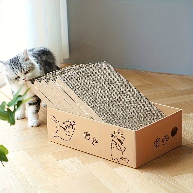 

Deluxe Cat Scratcher & Lounge Box - Heavy-duty Cardboard With Refillable Pads, Holds Cats Up To 20lbs