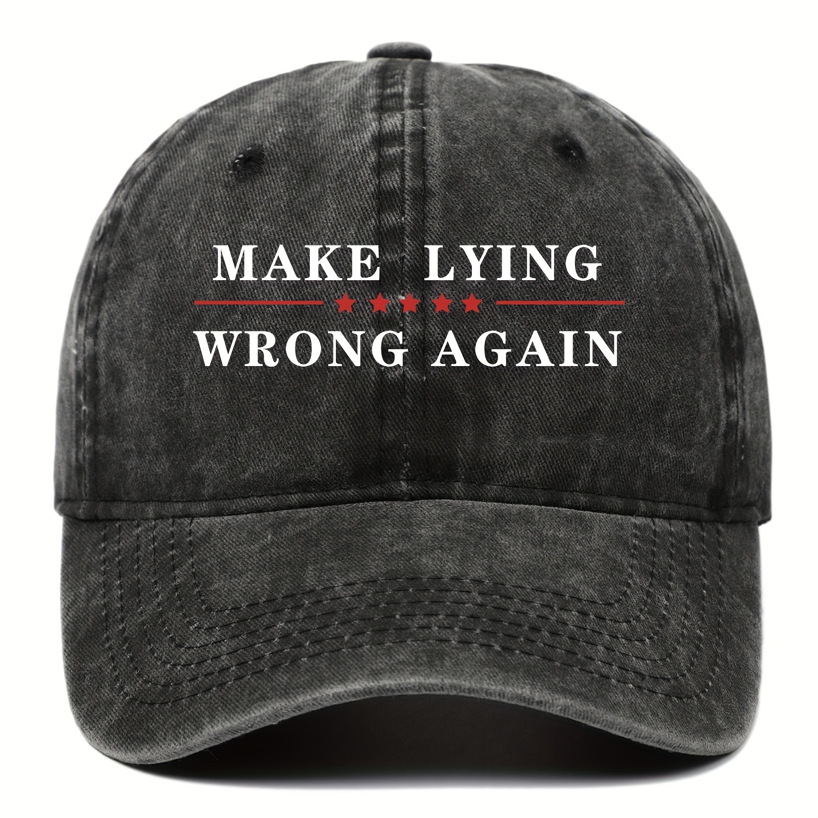 

Cool Hippie Curved Brim Baseball Cap, Make Lying Wrong Again Print Distressed Cotton Trucker Hat, Snapback Hat For Casual Leisure Outdoor Sports