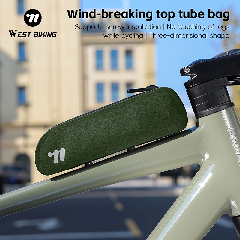 WEST BIKING Borsa da Tubo Centrale per Bici, Borsa Anteriore da Ciclismo con Vite e Cinghie, Borsa di Stoccaggio per Telaio da Ciclismo a Bassa Resistenza, Accessori Universali per Bici da Strada Gravel, MTB, Attrezzatura da Ciclismo per Bicicletta