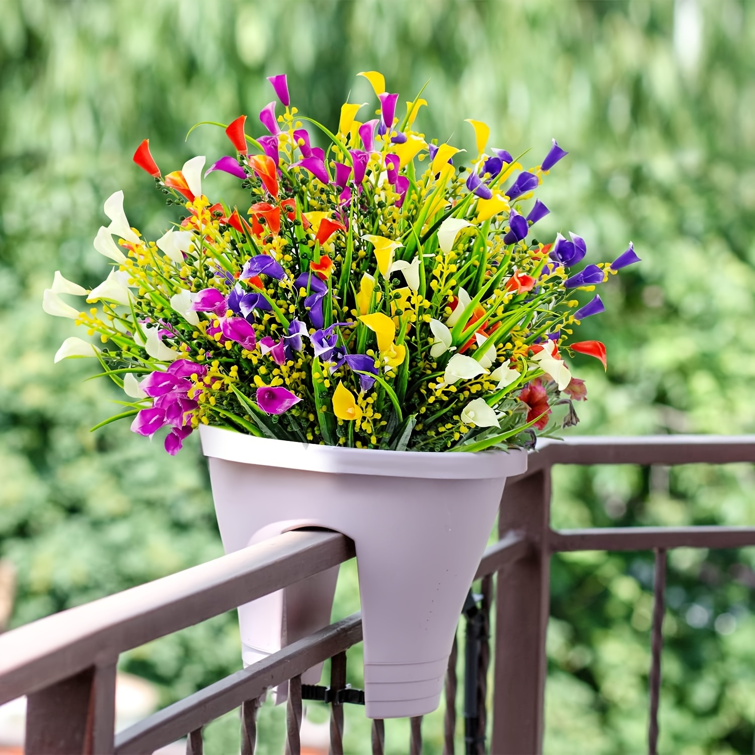5 bunches uv resistant artificial grass   vibrant multicolor plastic flowers for garden arrangements hanging baskets outdoor patio tabletop decor weather resistant low maintenance   outdoor artificial flowers summer decorations   arrangement   decoration