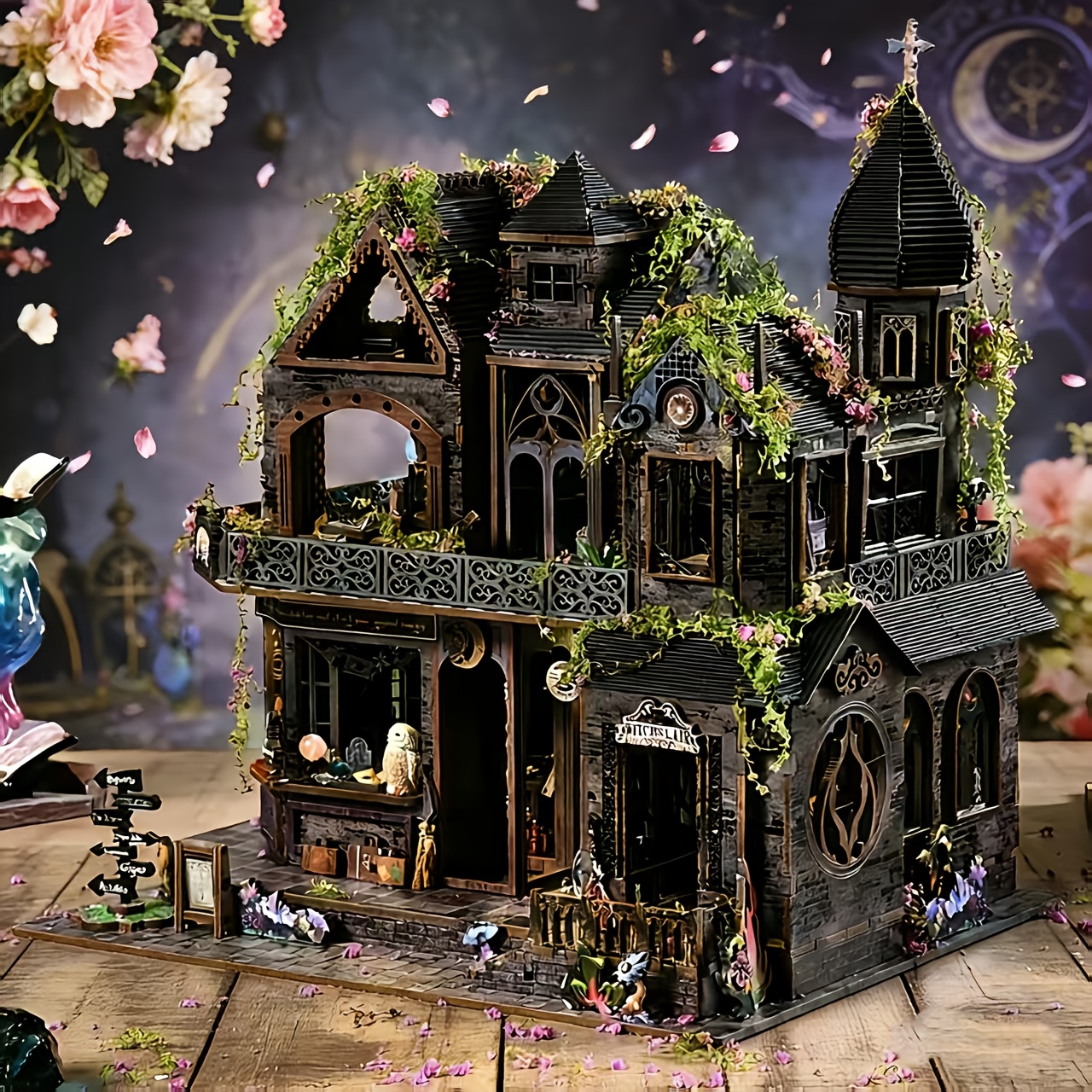 TEMU Modèle stéréoscopique 3D, Kit de montage style décoration modèle de magique, , Chapeau magique, Fleurs, Puzzle stéréoscopique 3D, Décoration de