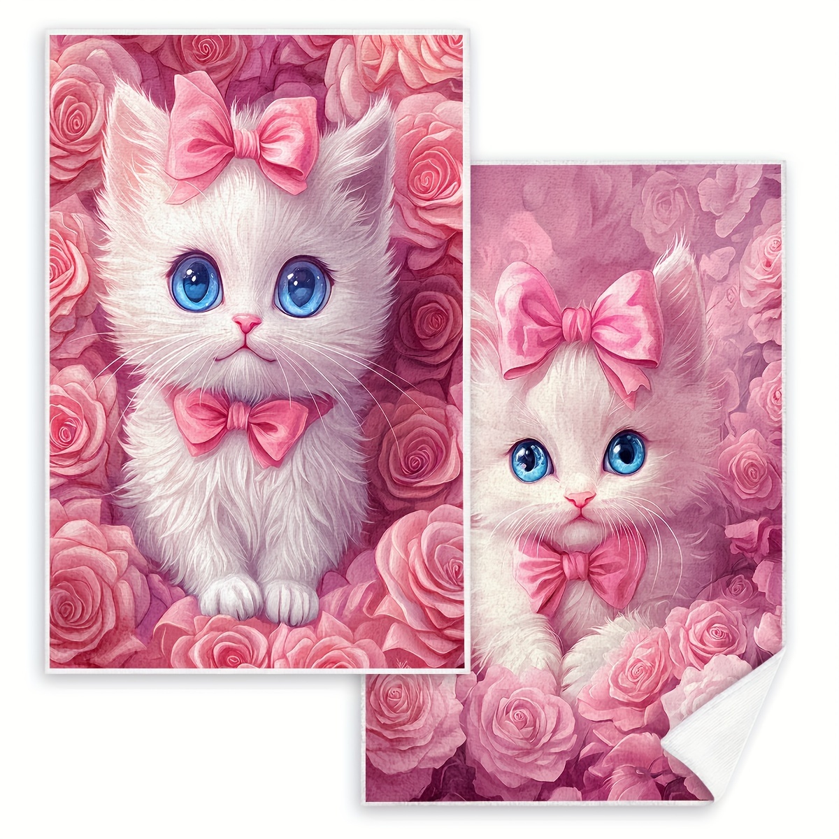

2pcs Cat & Kitchen Towels - , Reusable Dish Cloths For , For Kitchen, Bathroom, And Use