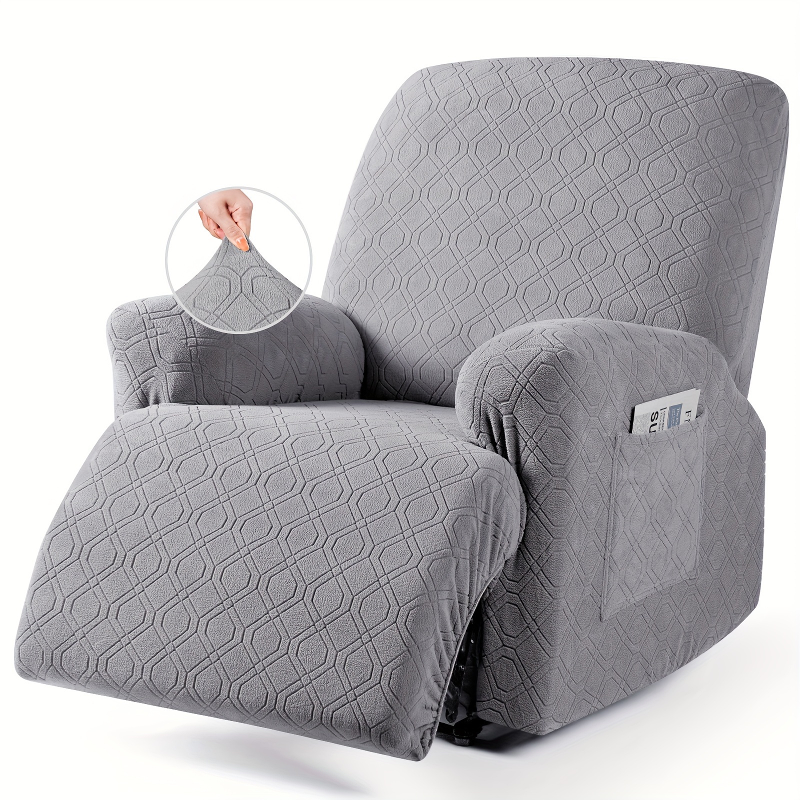 TEMU 4pcs Thickened Single Seat -character Patterned Lounge Chair Cover, Elastic Full-wrap Lounge Chair Sofa Cover, Cat Scratch-resistant Solid Color