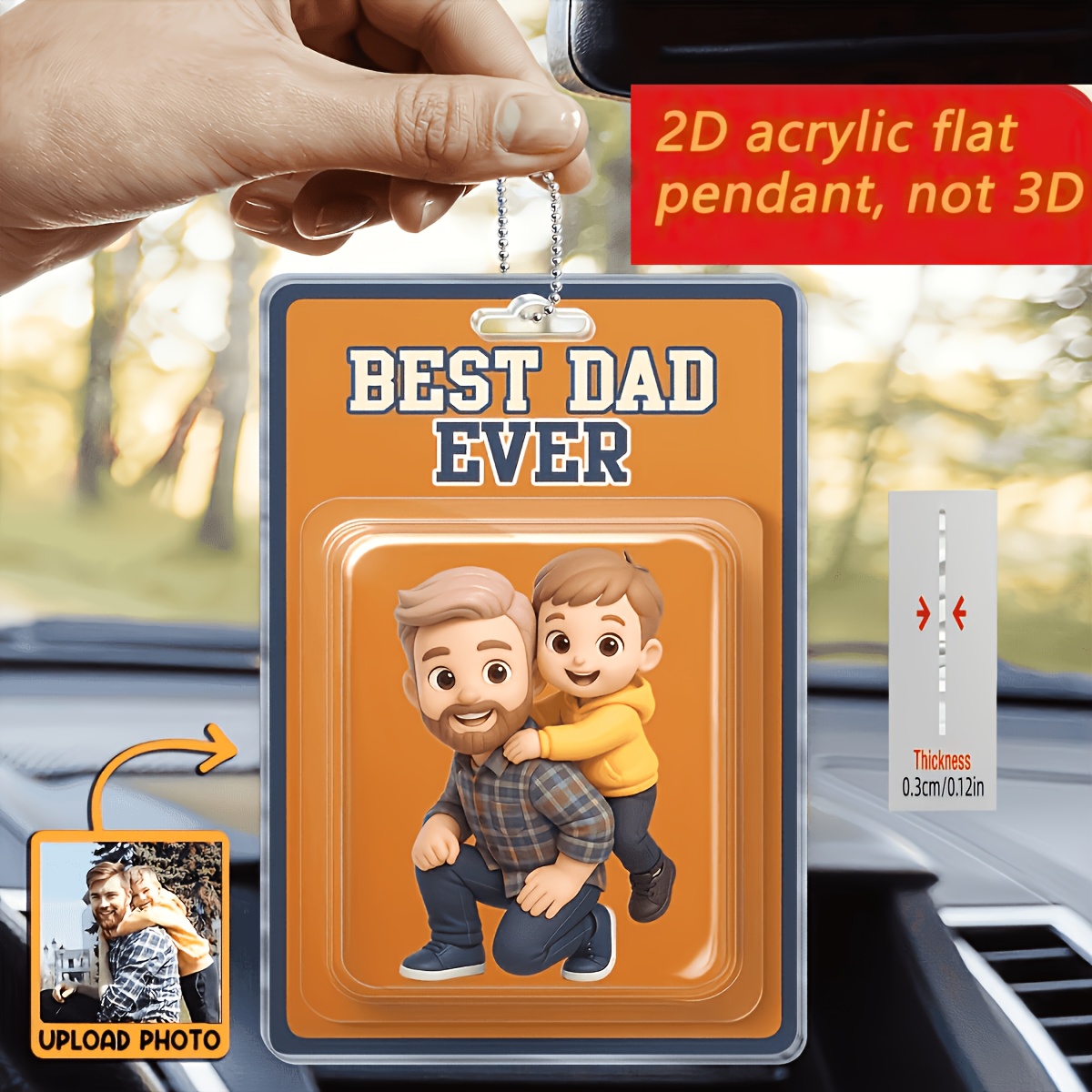 E-shop [2D Flat] [2D Flat] Personalisiertes Foto- und Text-/Actionfiguren-Autoornament aus Acryl – Anpassen Sie mit Ihrem eigenen Bild/Design,