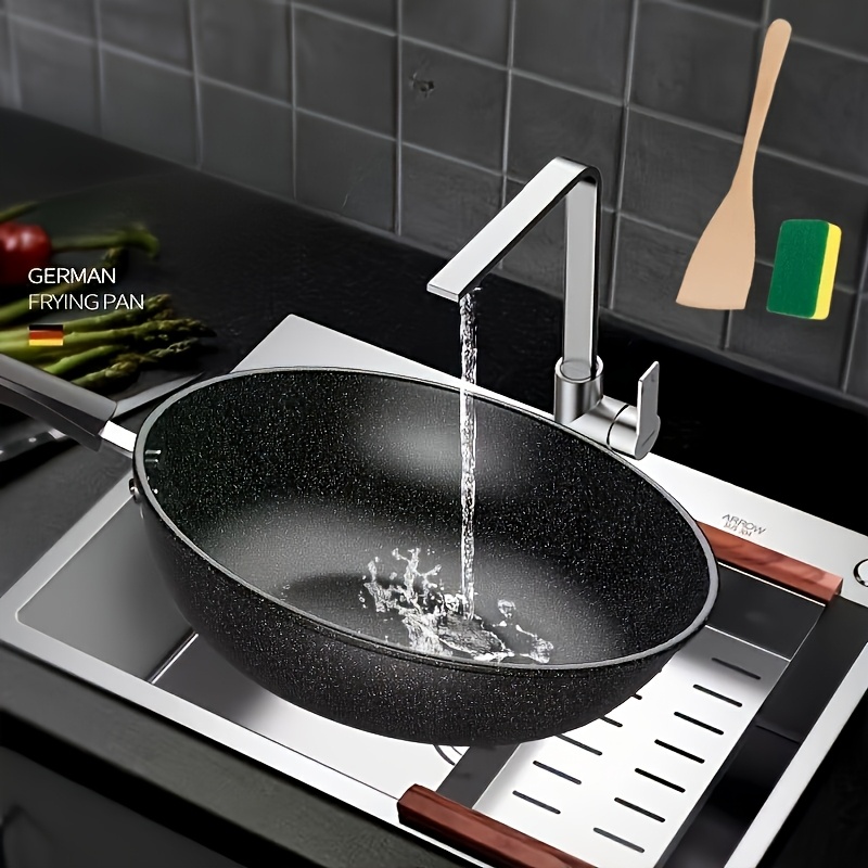 Image of Pre- Cast Iron Wok With , 11/ 12/ 13 Inch Cooking Surface For Pancakes, Stir-fries & Searing, Lightweight Nonstick For Induction, Gas & Outdoor Campfire, Home &