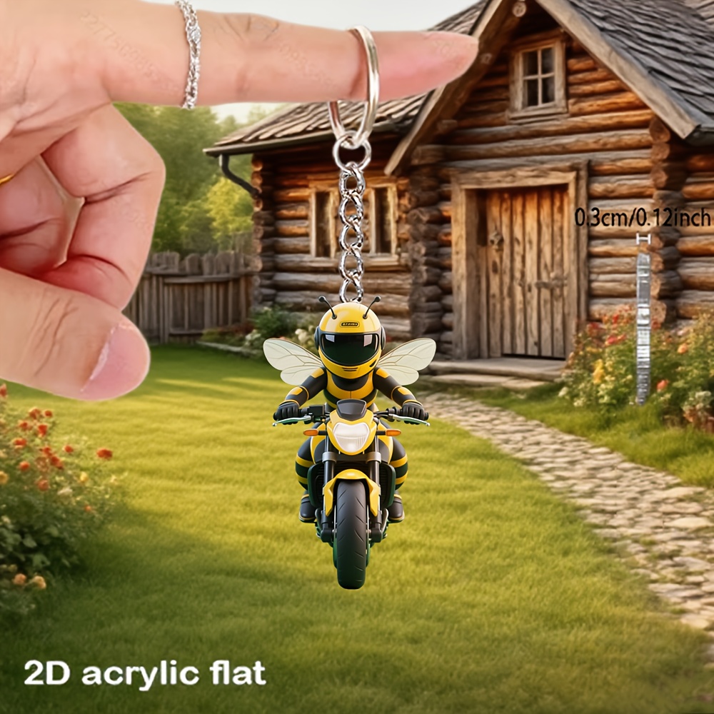 TEMU 2D Plat - Een 2D platte acryl sleutelhanger met een leuke bijrijder, geschikt voor tasclips, auto sleutelhangers, rugzakken, bruiloften,