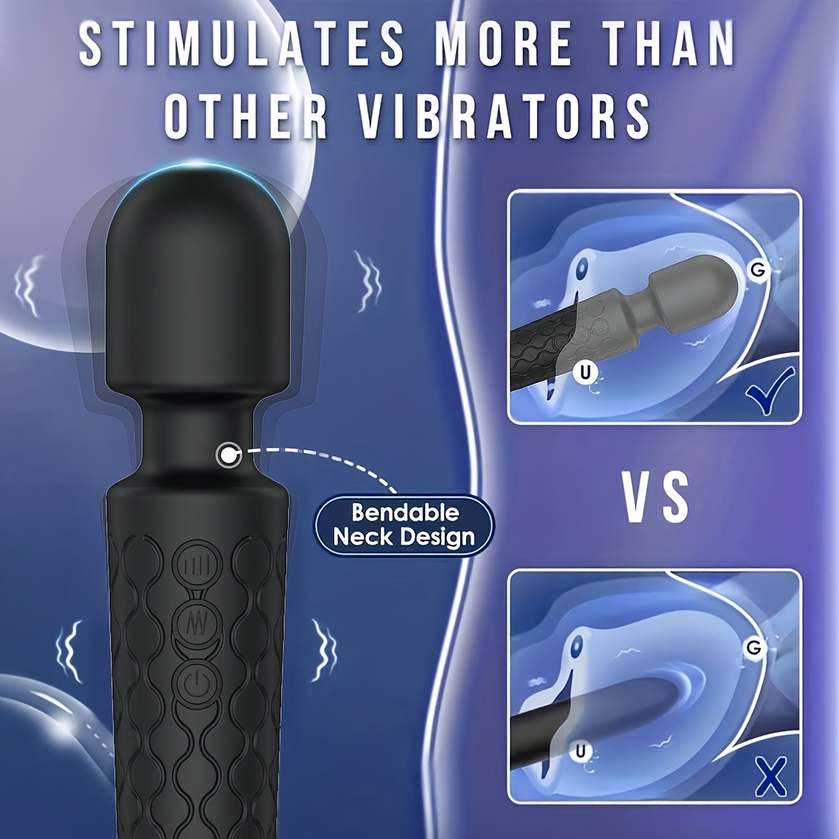 1pc Handheld Electric Back Massager Rechargeable Handheld Deep Tissue Neck Back Massager Vibrator Wand G Spot Vibrators Clitoris Vibrator Stimulation, Adult Sex Toys For Nipples Dildo Powerful 20 Vibration Modes & 8 Speeds, Sex Toy