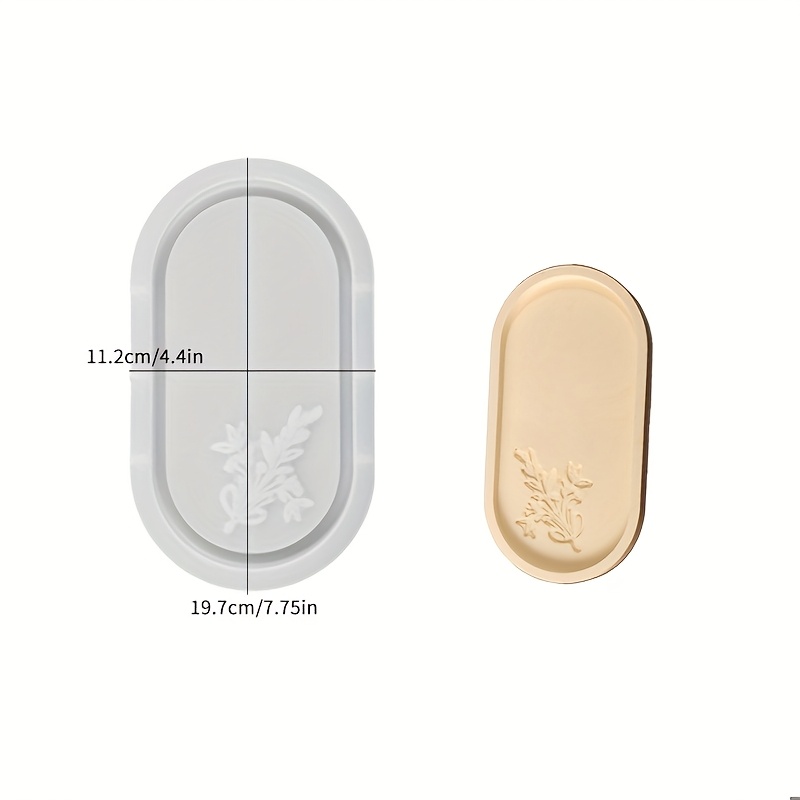 Embossed Oval Tray Home Tabletop Decoration Festive Atmosphere Decoration Resin Plaster Handicrafts Gift Silicone Mold