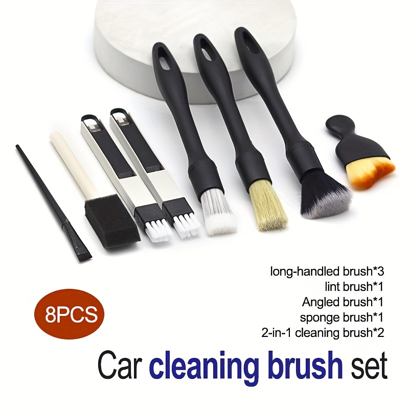 TEMU 8pcs Car Detailing Brush Set - Professional Car Cleaning Brushes For Interior And Exterior Detailing And Scrubbing - Tool Brush Set - Soft