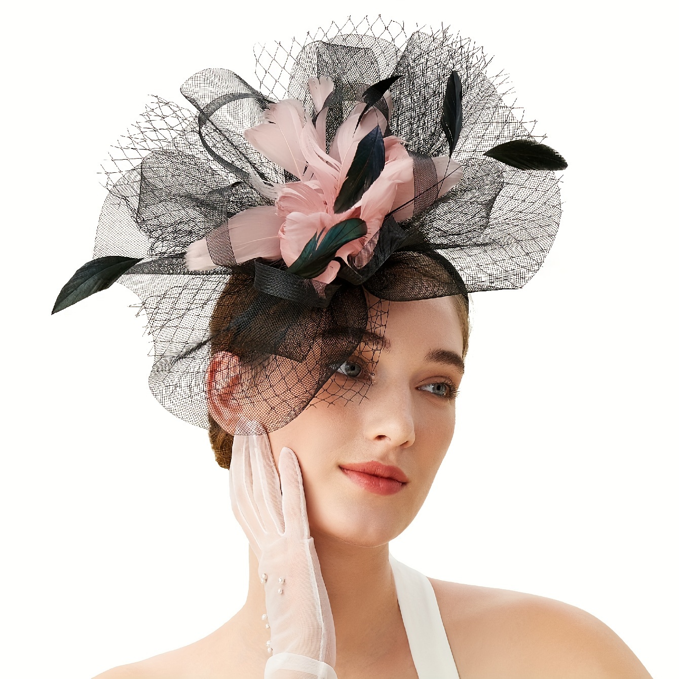 fascinator hat veil feather fascinator hair clip tea party  display picture 1