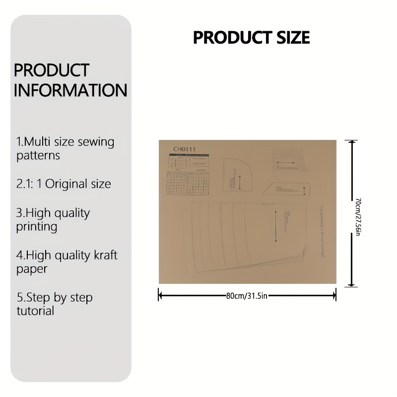 TEMU Sizes(xs-xxxl) Sewing Patterns, 1:1 Scale Garment Sewing Patterns, Sewing Starter Kit, Clothing Prototype Sewing Patterns, Perfect Sewing