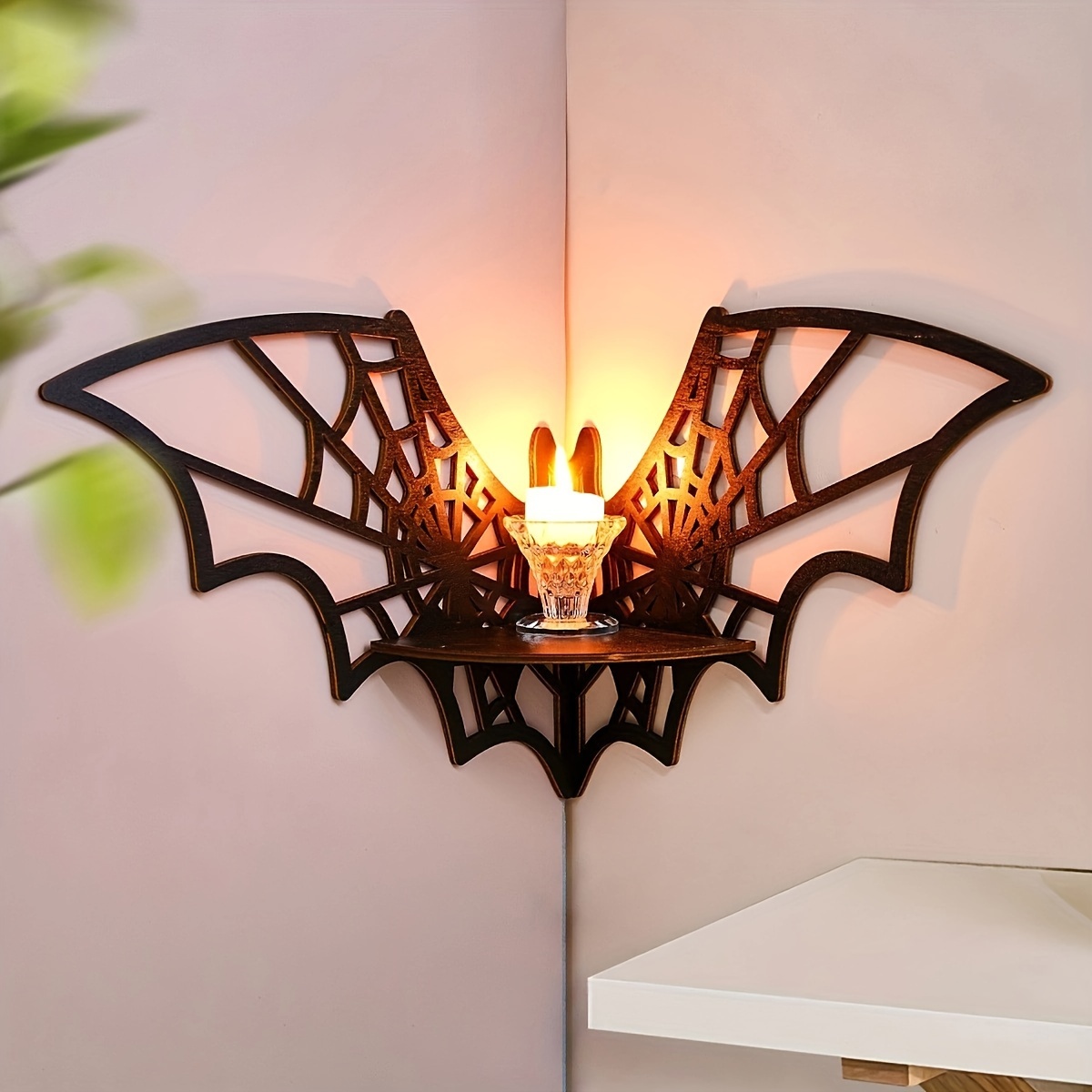 

Festive Wooden Bat Wall Corner Shelf - Perfect For Or Easter Decorations
