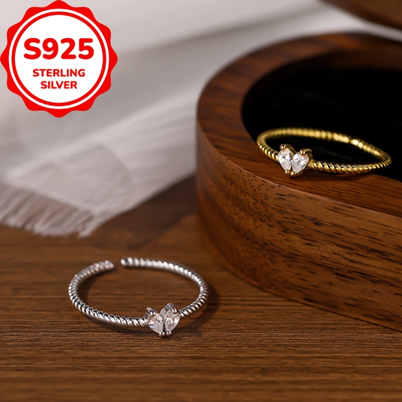 Women's 925 Sterling Silver Twisted Heart Ring, Daily Commuting