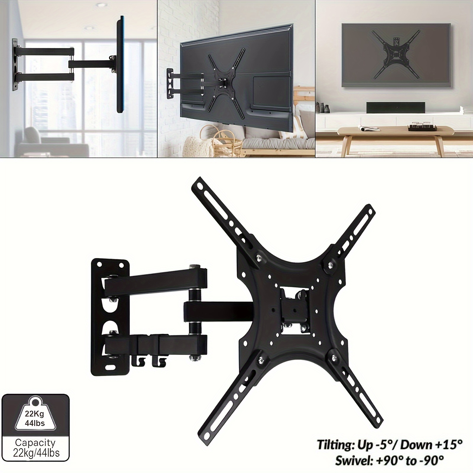 

Heavy Duty Metal Tv Wall Mount Bracket For 32-55 Inch Led Lcd Flat Curved Tvs & Monitors, Fixed Wall Installation, No Electricity Needed, Supports Up To 44lbs - Black