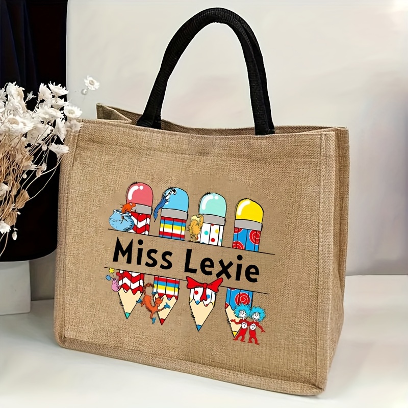 1pc personalized name teacher bag pencil custom teacher tote