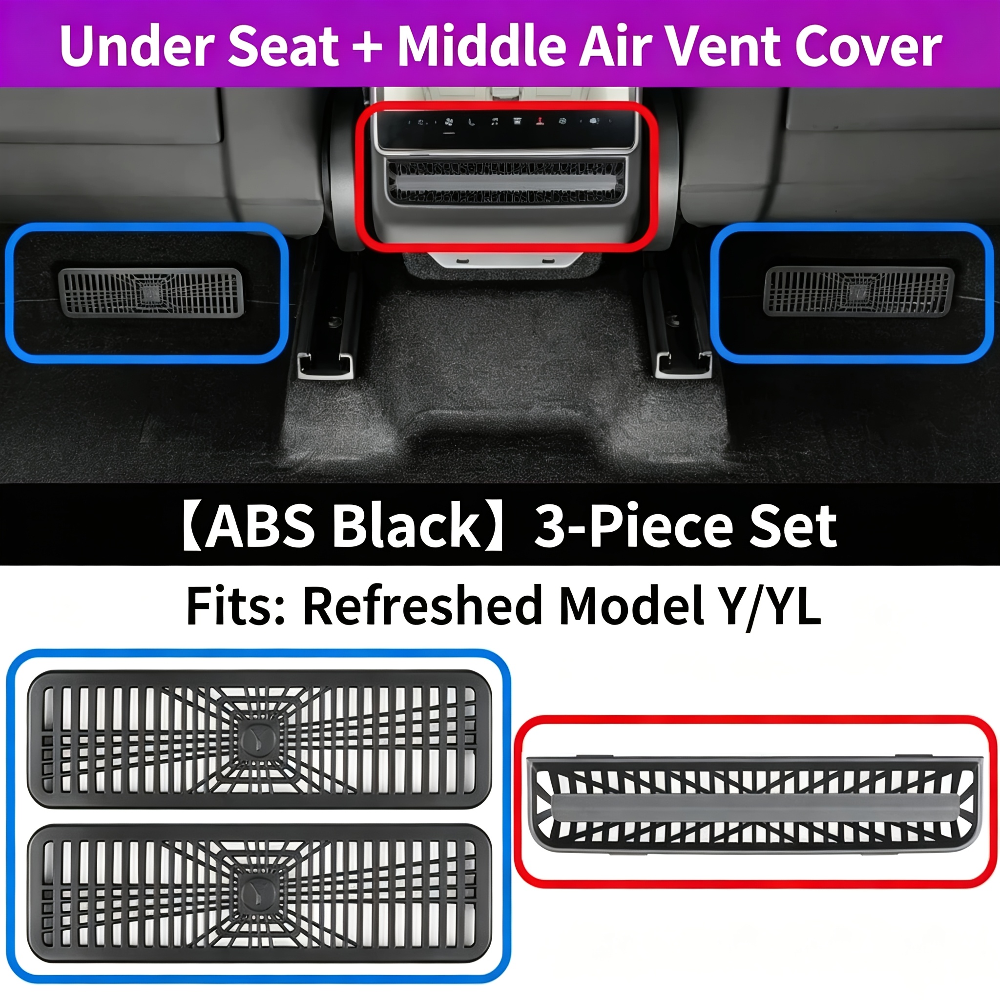 TEMU Compatible With 2025 2026 For /yl Interior Air Vent Covers Seat Mounted Air Vent Protectors And Anti-clogging Grille Protectors (3pcs Set) With