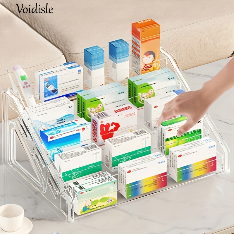 TEMU 1pc Medicine Storage Rack, Ointment Storage Box, Item Display Stand, Five-layer Transparent Acrylic, Multi-functional Storage Rack, Extremely