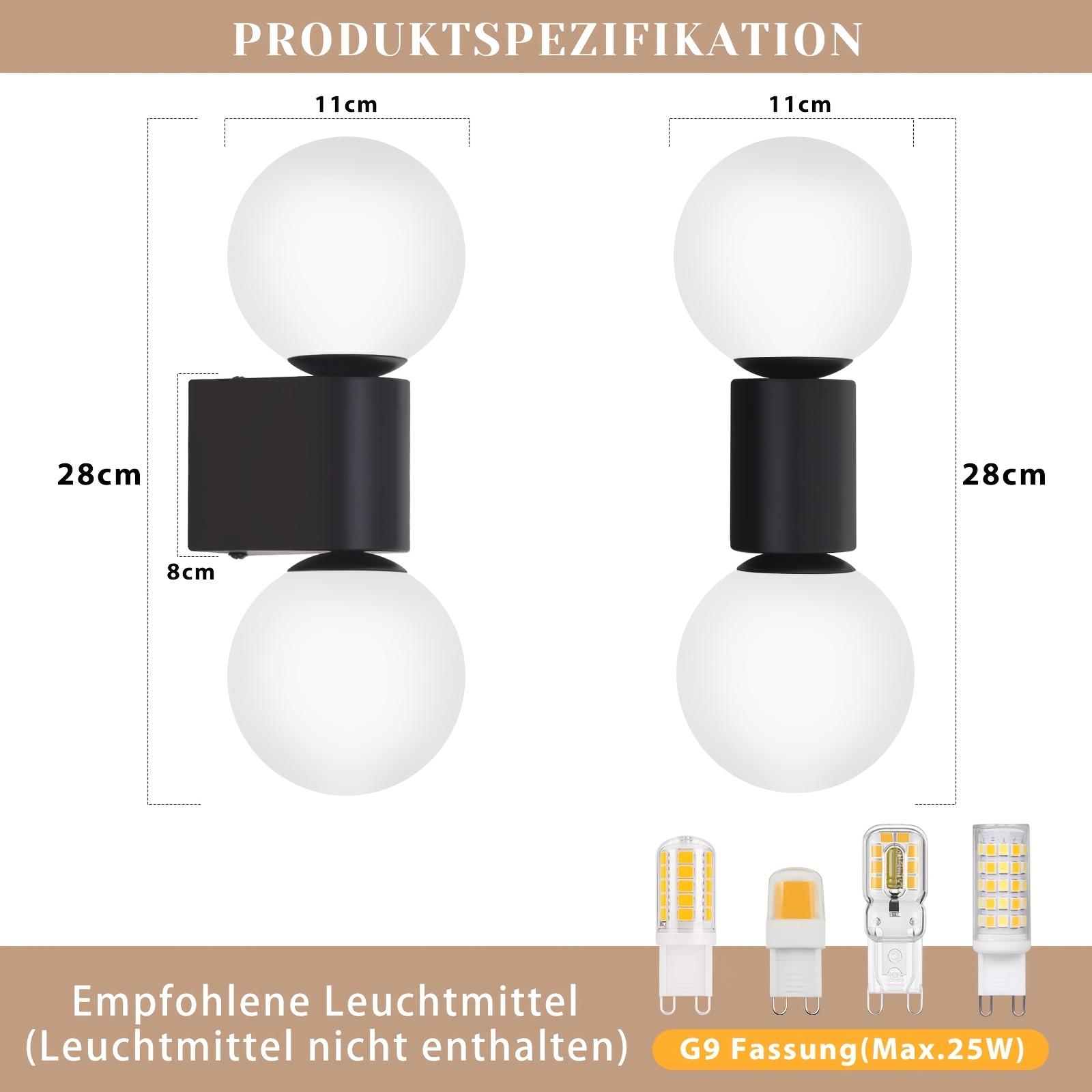 Image of Wall Light Vintage Wall Lamp Wall Lighting Glass In White Black Wall Spotlight 1 Flammig/2 Flammig G9 Retro Wall Spotlights For Bedroom Living Room Kitchen (light Bulb Not Included)