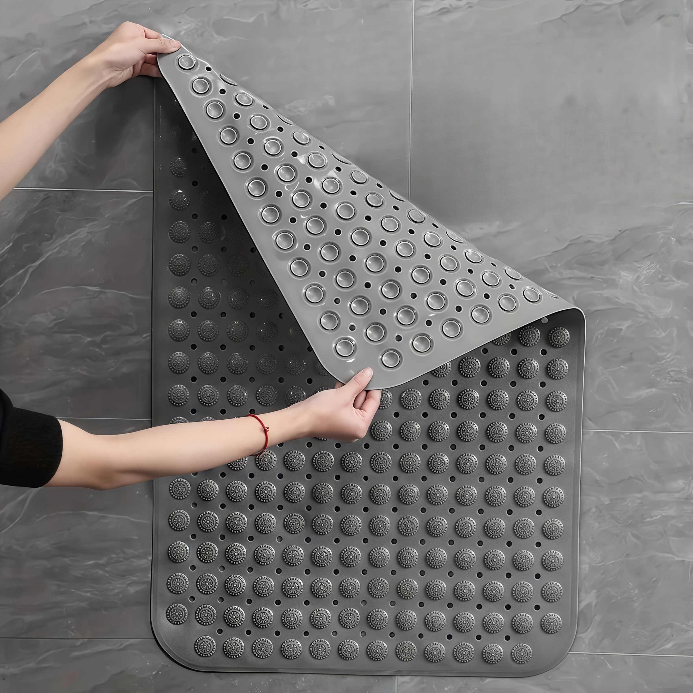 TEMU Bathtub Anti-slip Mat, Non-slip Folding Bath Mat, Bathtub And Shower Mat With Suction Cup Design, Bathroom Accessories, Bathroom Gadget