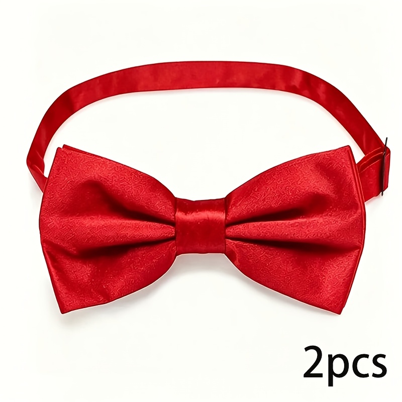 TEMU 2pcs 4pcs Double Layer Solid Black Red Bow Tie, Wedding Party Holiday Performance Disposable Bow Tie Catering Hotel Professional Career Bow Tie