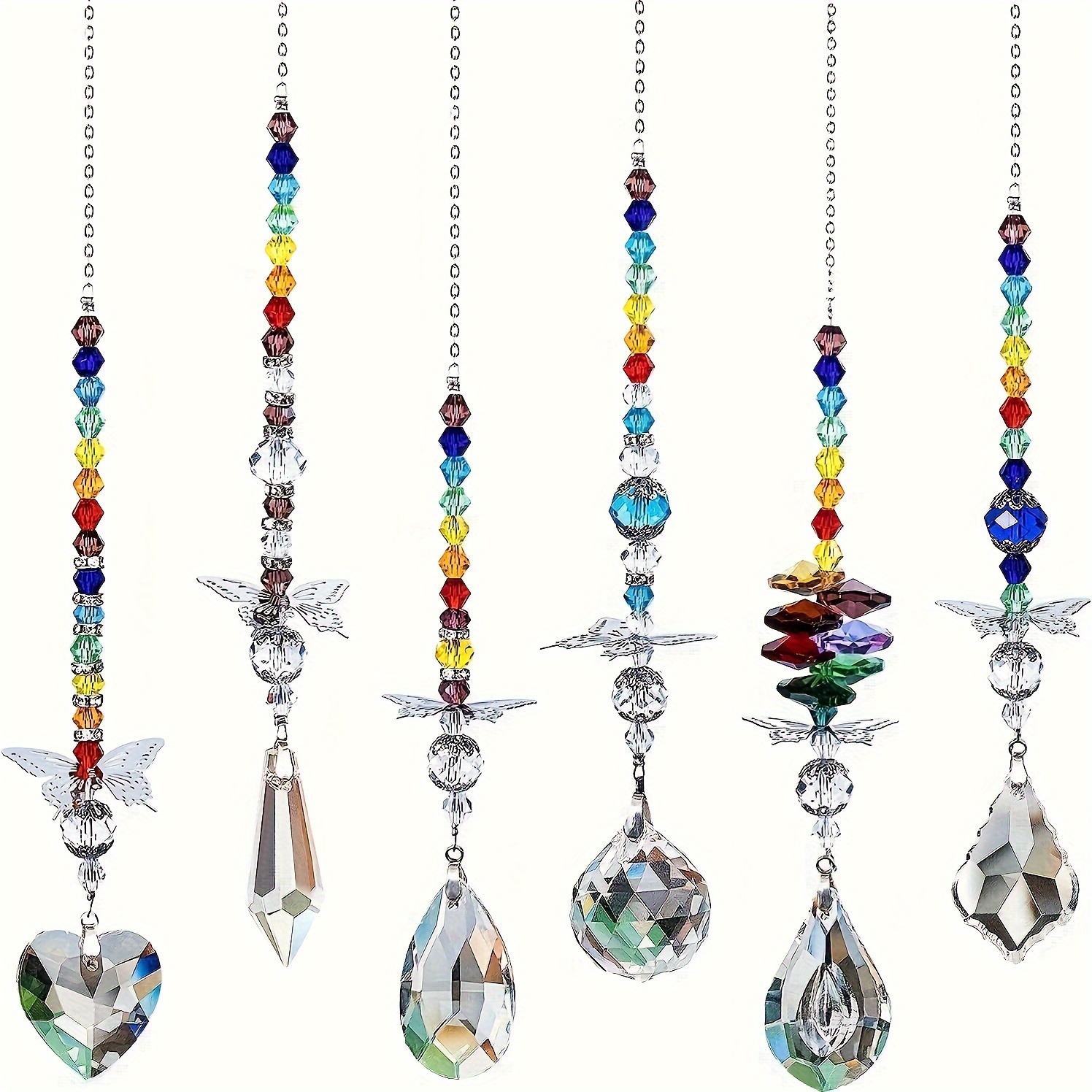 

6 Crystal Ball Prism Sun , Used For Window Rainbow Manufacturers, With Butterfly Hanging Decorations, Used For Home, Office, Garden Decoration