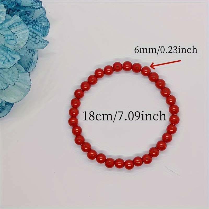 Vintage Natural Cinnabar Bead Bracelet, Beaded Jewelry, All Seasons