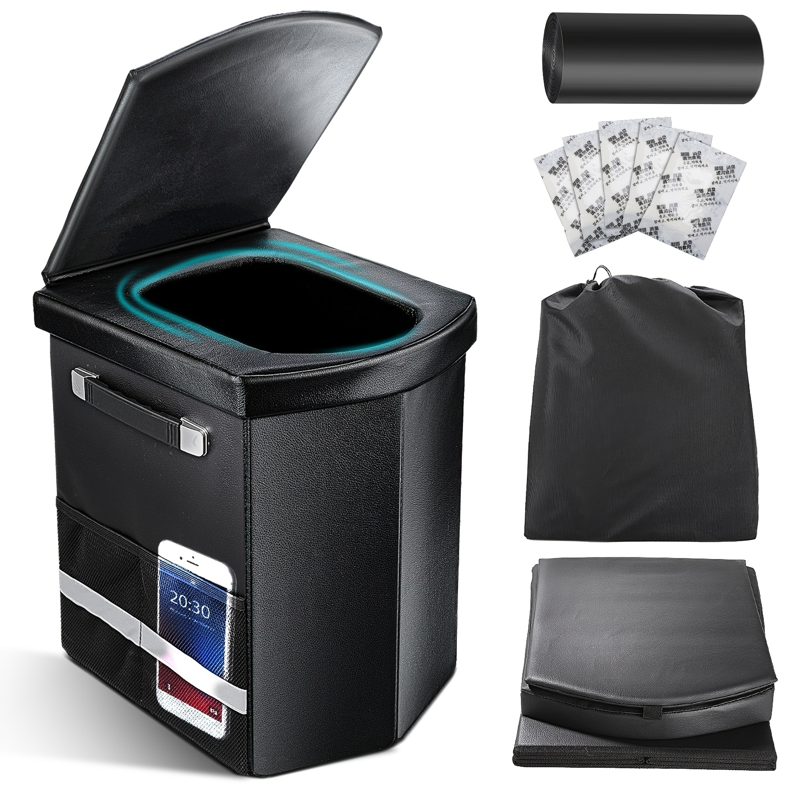 Upgraded Xl Portable Toilet For Adults, 16.5'' Tall Camping Toilet With Lid And Convenient Carry Bag, Portable Potty For Camping, Hiking, Car Travel, Truck, Rv, Boating, Road Trips, Beach