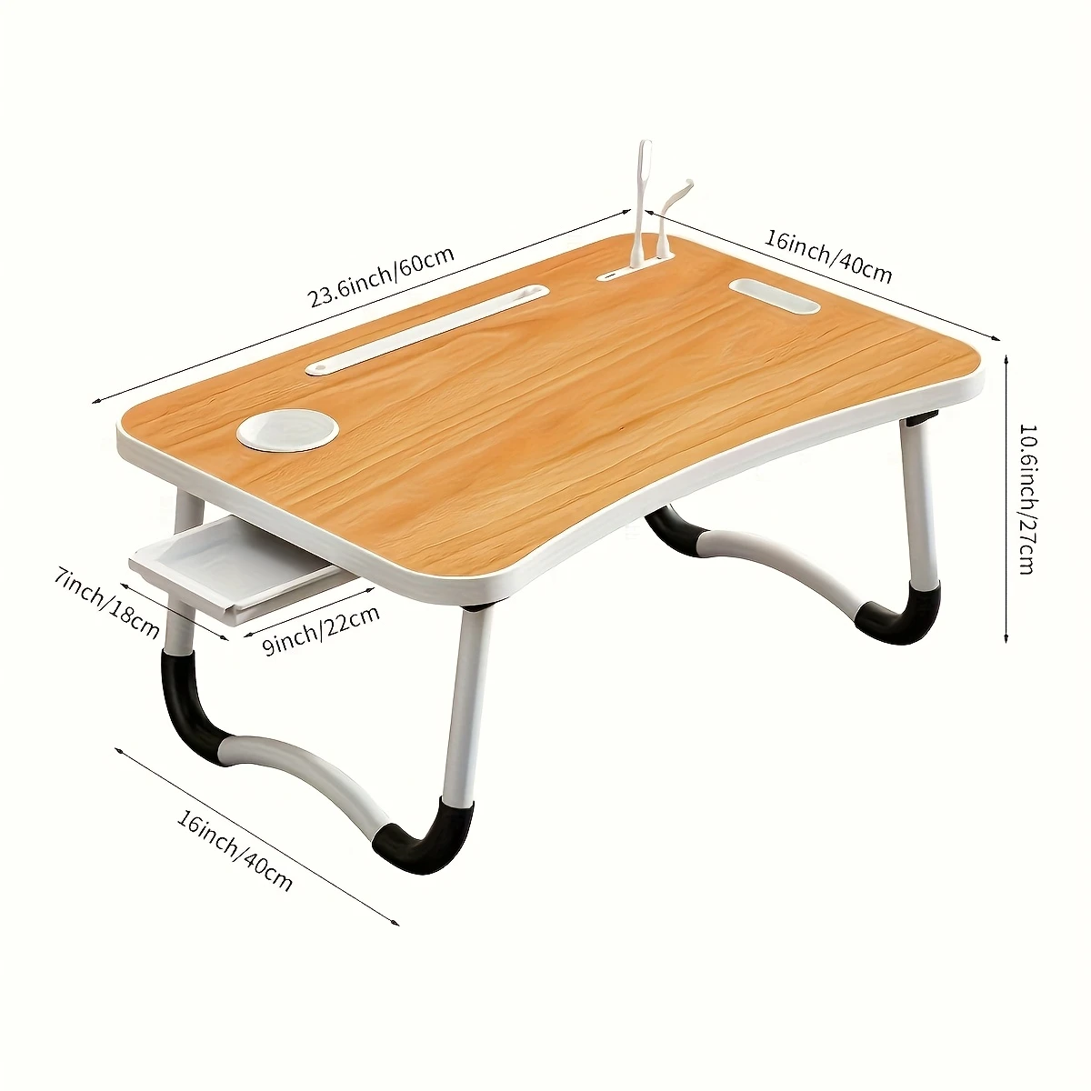 extra large foldable laptop desk with cup holder drawer usb ports adjustable legs portable wooden computer table for bed sofa or floor use stable multi functional tray holder multi functional desk modern desk design durable construction laptop desk details 0