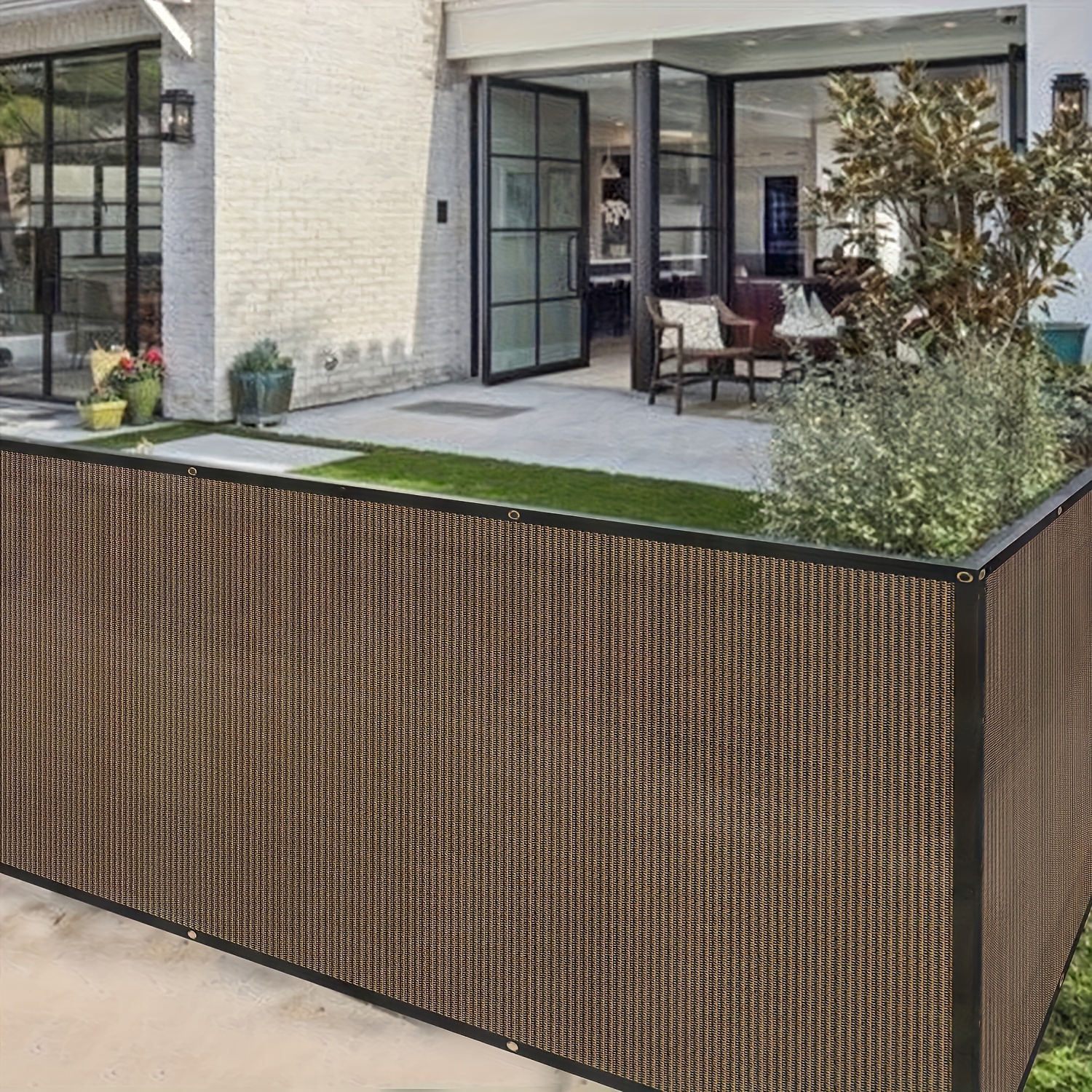 

236" X 39.4" Pvc Mesh Fabric Privacy Screen Fence Cover - 80% Uv Block Breathable Wind Protection For Outdoor Patio Lawn Garden Yard Pool Deck Balcony