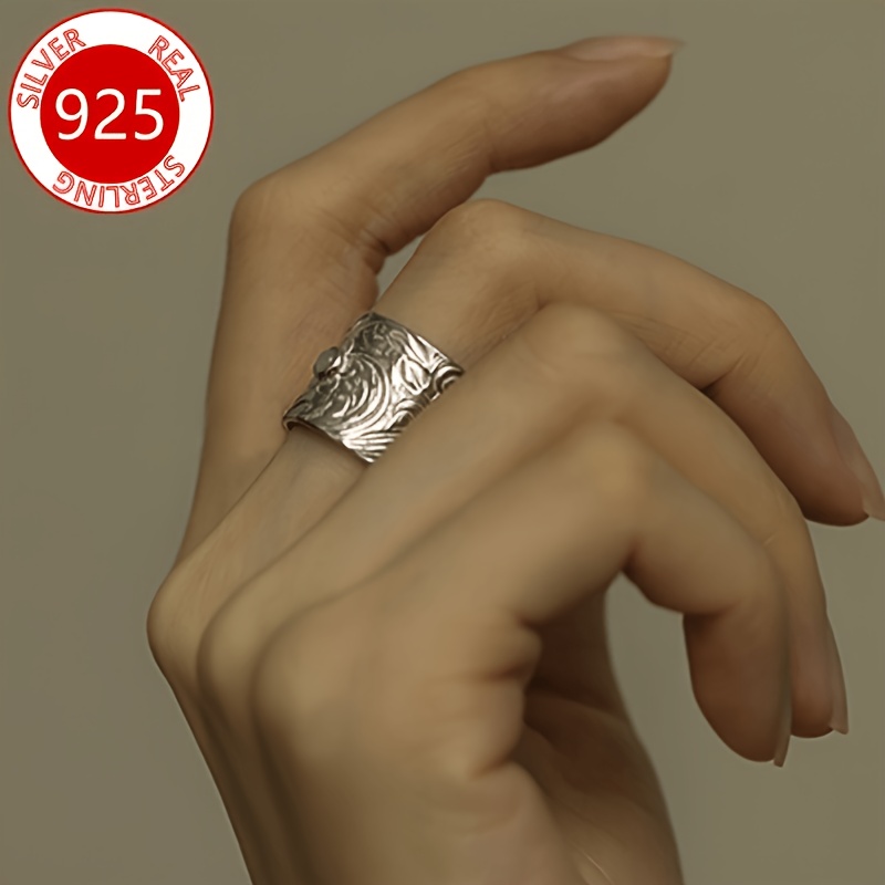 925 Sterling Silver Adjustable Moonlight Floral Ring
