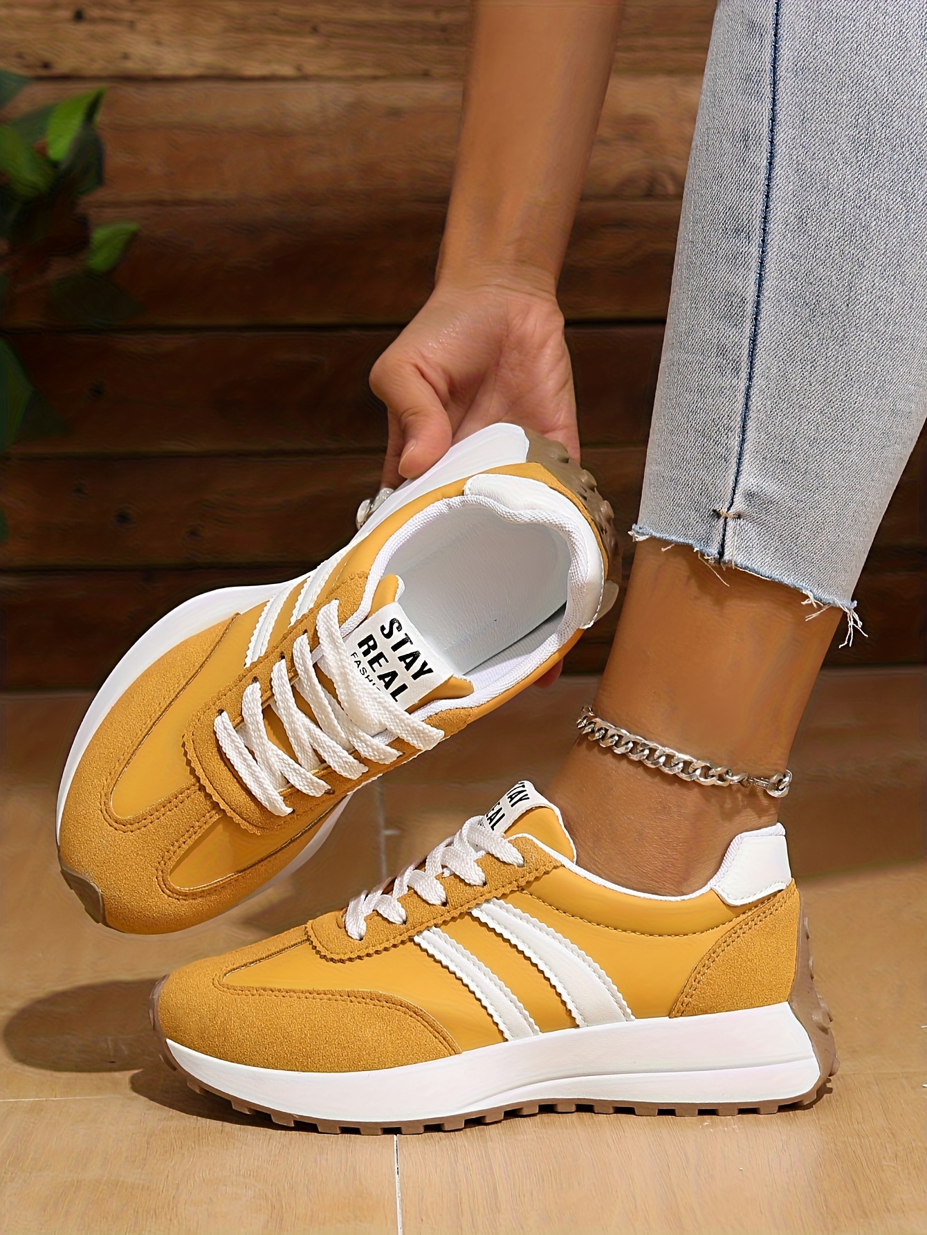 Women's Casual Sneakers 2025 New Hot-Selling Style, Green Fashion Trendy Platform Height-Increasing Shoes, Versatile Comfortable Mustard Yellow and White Black Multi-Color Options, Sports Casual Shoes, Women Shoes