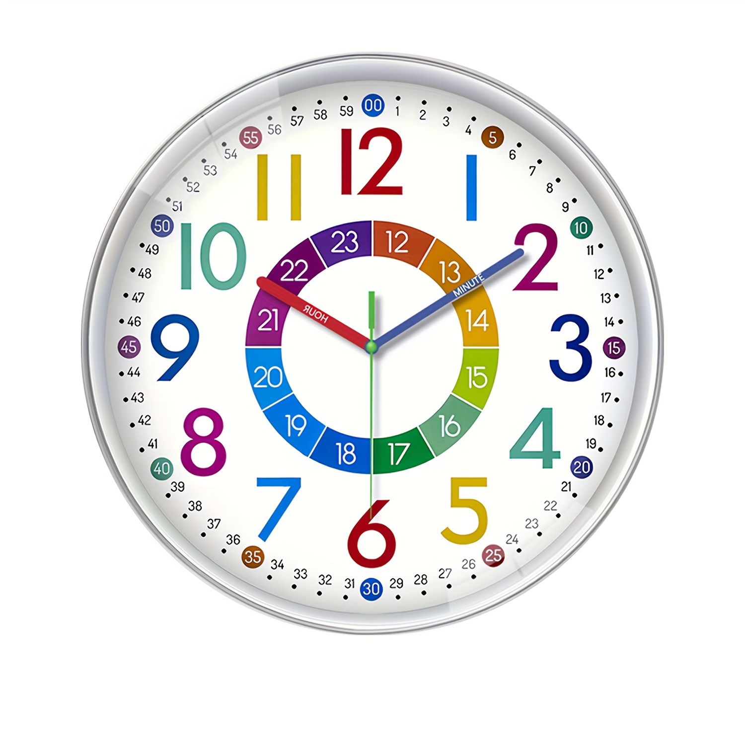 TEMU Horloge Murale d'Enseignement Cartoon 30 Cm, Silencieuse et , Alimentée par Pile AA (Piles Non Incluses), Horloge Décorative pour Salon, Chambre