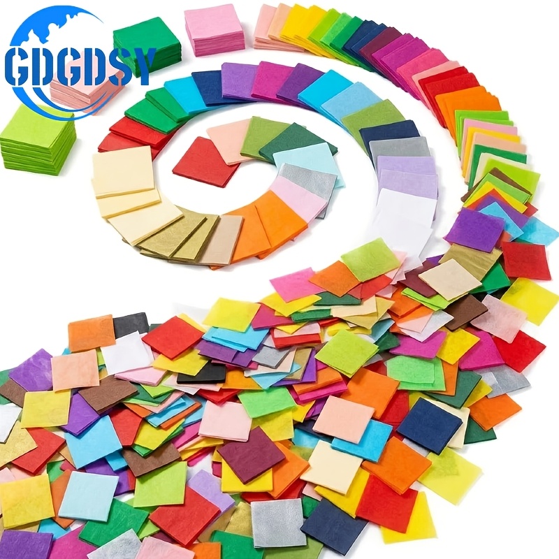 TEMU 4000 pièces de carrés de papier de soie non couché de 2 pouces | 17 G/M², 40 couleurs assorties, prédécoupés | Papier de soie | Non couché,