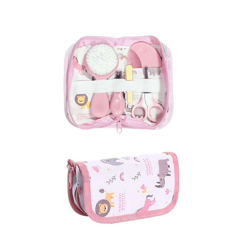 Image of 6pcs/set Care Kit With Bag - Christmas Gift, Portable Travel Set With Bath Brush, Nail Clipper, Nail File, Scissors - Ideal Gift For New Parents, Kids Grooming Kit