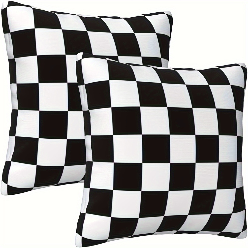 

Set Of 2 Black And White Checkered Pillow Cover 18x18 Plaid Pillow Cases Spring Farmhouse Throw Pillow Covers Cushion Decorative For Living Room Couch Sofa Bed Home Outdoor