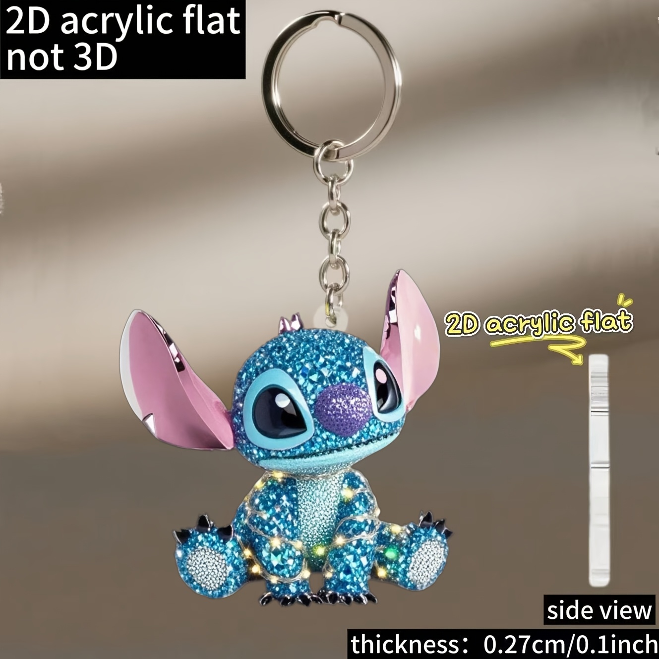 E-shop 2D Fläche, 1 offizielles Stitch Geburtstags- oder Valentinstagsgeschenk - Schlüsselanhänger mit Stitch-Gesicht, offizielles Stitch Sammlerstück