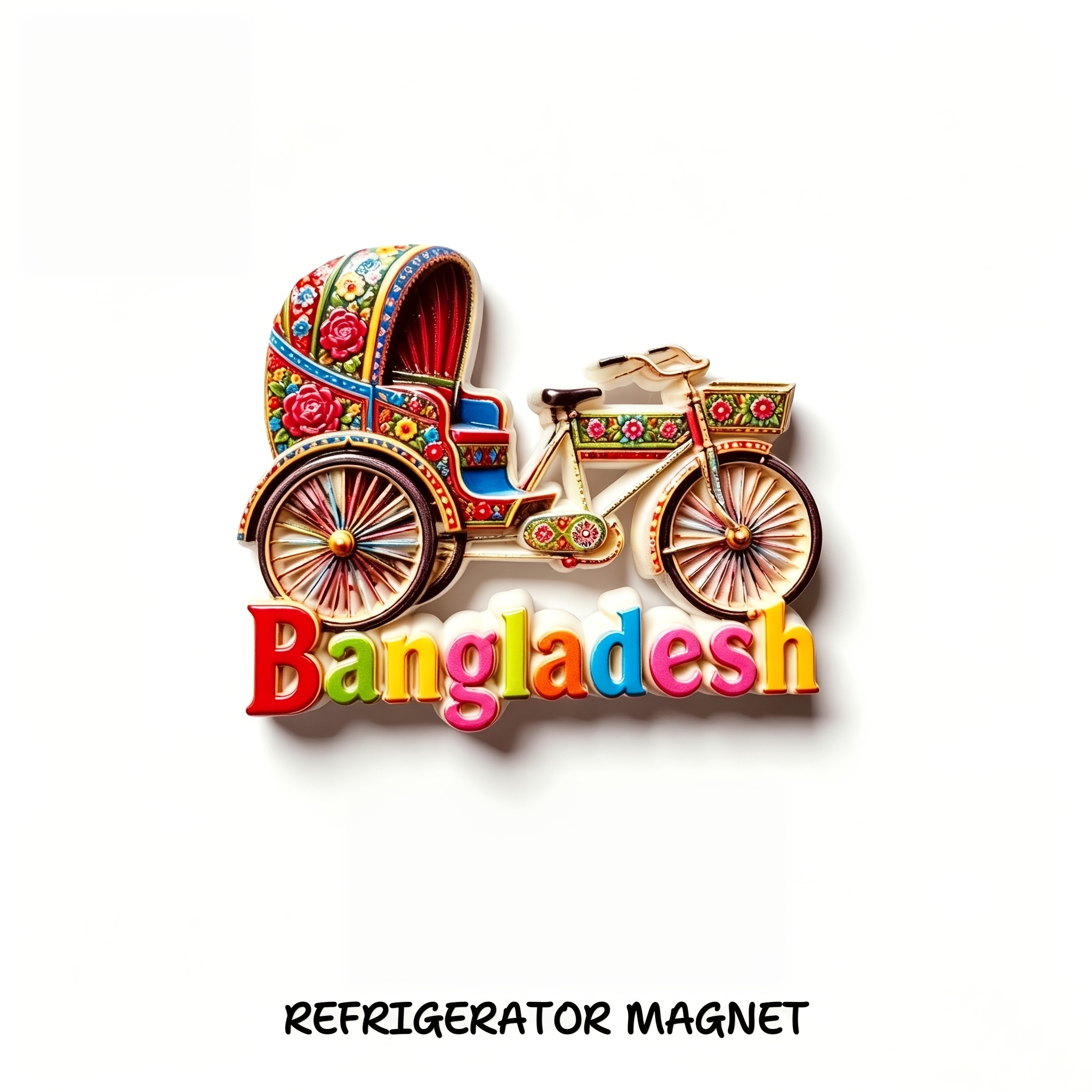 TEMU 1pc Handmade Bangladesh Tricycle Suitable For, Refrigerator Magnets, Souvenir Gift With Resin Vehicle Decoration, Cultural For Fridge Door,