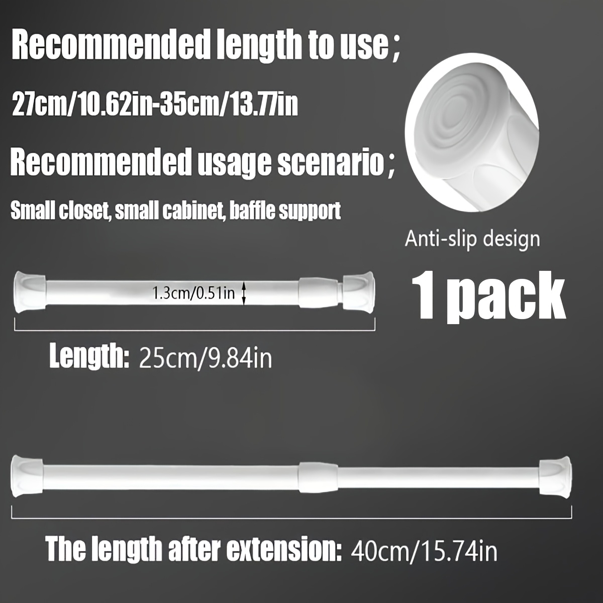 (1pc Shower Curtain Rod/2pcs Flip Hooks) Multi-functional Telescopic Rod, , Ideal For Bathroom Shower Rods, Balcony Clotheslines, Wardrobe Hangers, Window Curtain Rods, Clotheslines