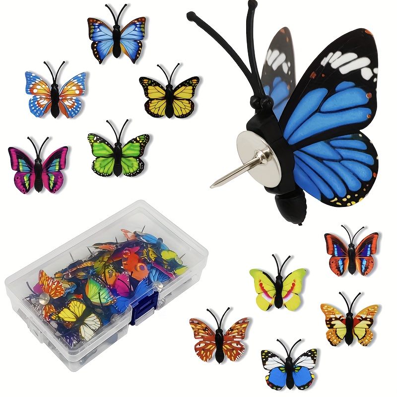 

24-pack Colorful Butterfly Push Pins - Decorative Thumb Tacks For Photo Walls, Cork Boards & Bulletin Boards - Cute Office Supplies Office Butterfly Desk Accessories Butterfly Office Accessories