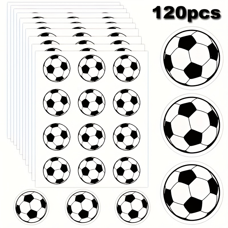 

120pcs Soccer Theme Decals, Football Design Adhesive Labels, Self-adhesive Seal Tags, Major Material: Paper For Envelopes, Packaging, And Fan Merchandise