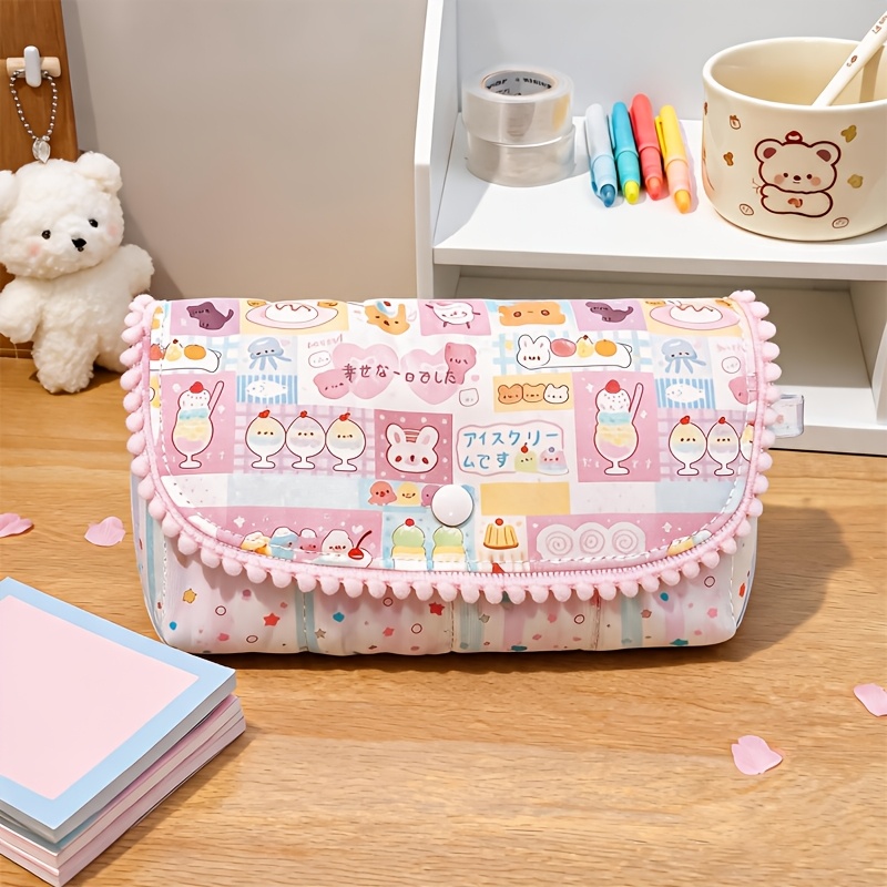 TEMU Trousse à crayons Dopamine 1 pièce pour et , petite pochette matelassée en tissu avec et fermeture à pression, organisateur multi-compartiments