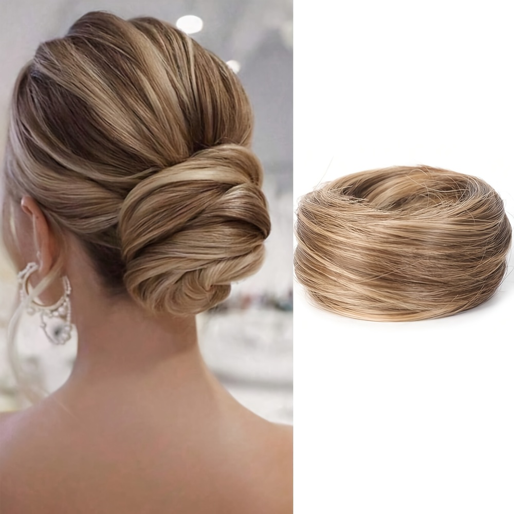 TEMU 3-Inch Single Set Synthetische Rechte Haar Lus Haar Knot Zwart Donkerbruin Lichtbruin Blond Verf Geschikt voor Vrouwen Haarstyling Party