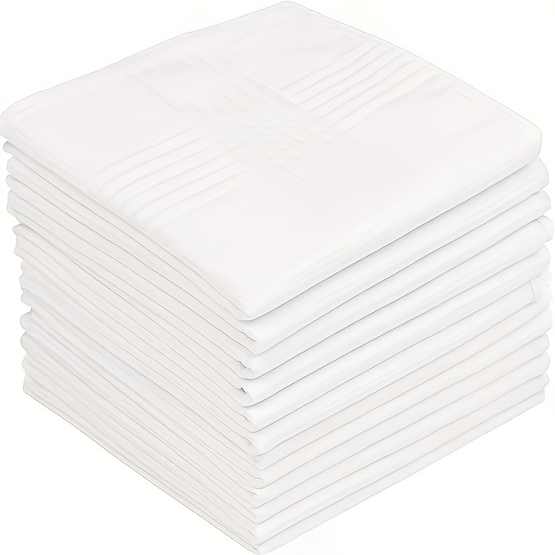 

12-pack Handkerchiefs, Soft Polyester 100% Woven Fitted Handkerchiefs For Men And Women, Elegant Pattern, Hand Wash Or Only