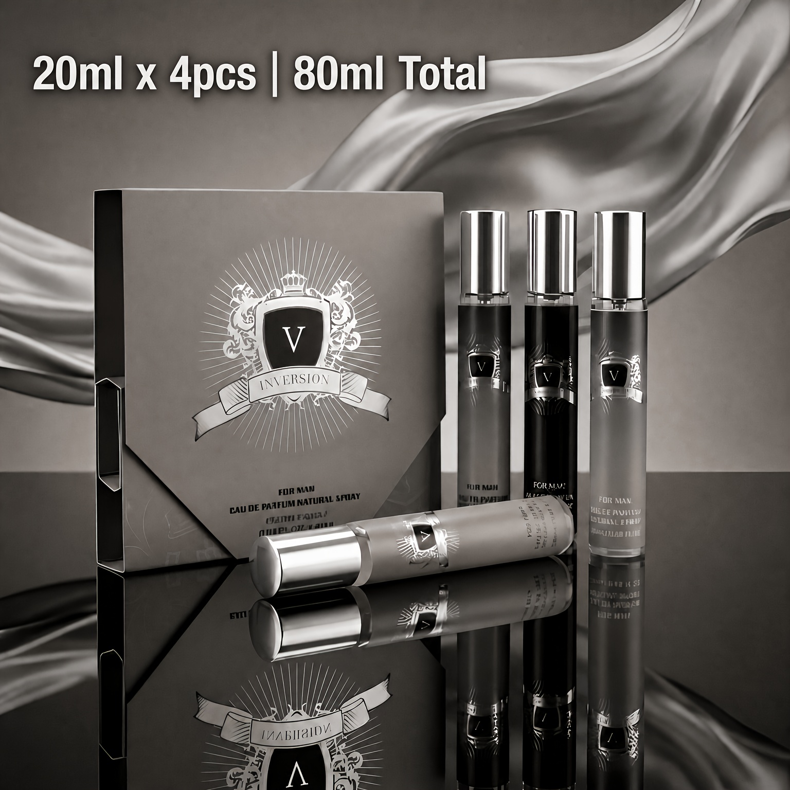 TEMU Mystical 4pcs Men's Cologne Gift Set, Long Lasting Edp Fragrance For Office, Gym & Night Out, 0.68oz X 4 Portable Sprays With , Aquatic &
